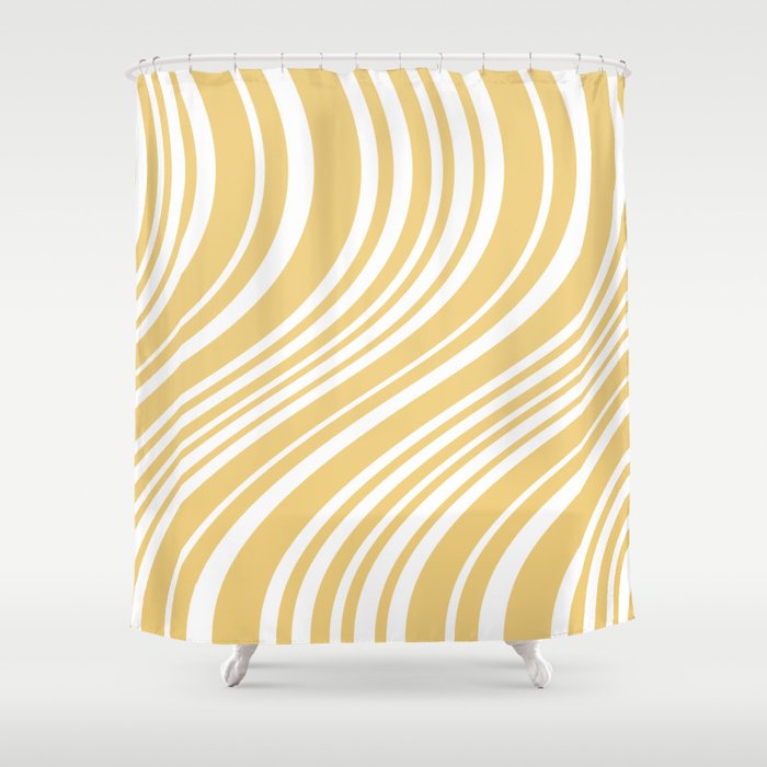 Wavy Stripes XLIV - Pastel Yellow Shower Curtain Gallery Image 1