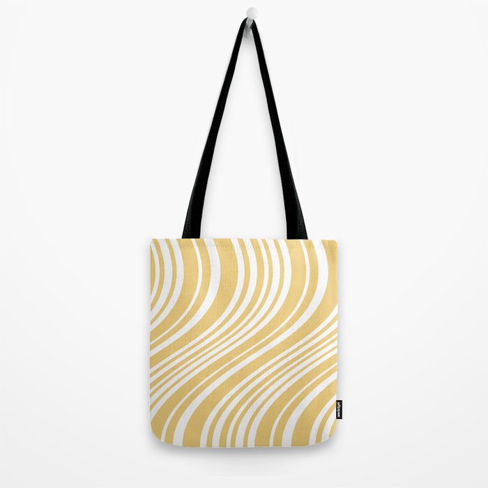 Wavy Stripes XLIV - Pastel Yellow Tote Bag Gallery Image 2