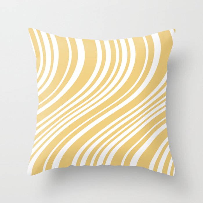 Wavy Stripes XLIV - Pastel Yellow Throw Pillow Gallery Image 1