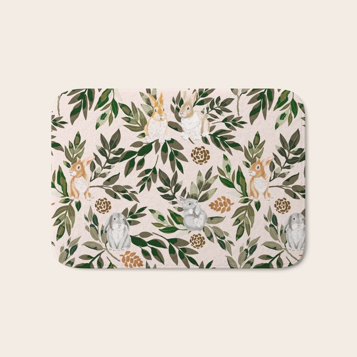 Rabbits in the green forest Bath Mat Gallery Image 1
