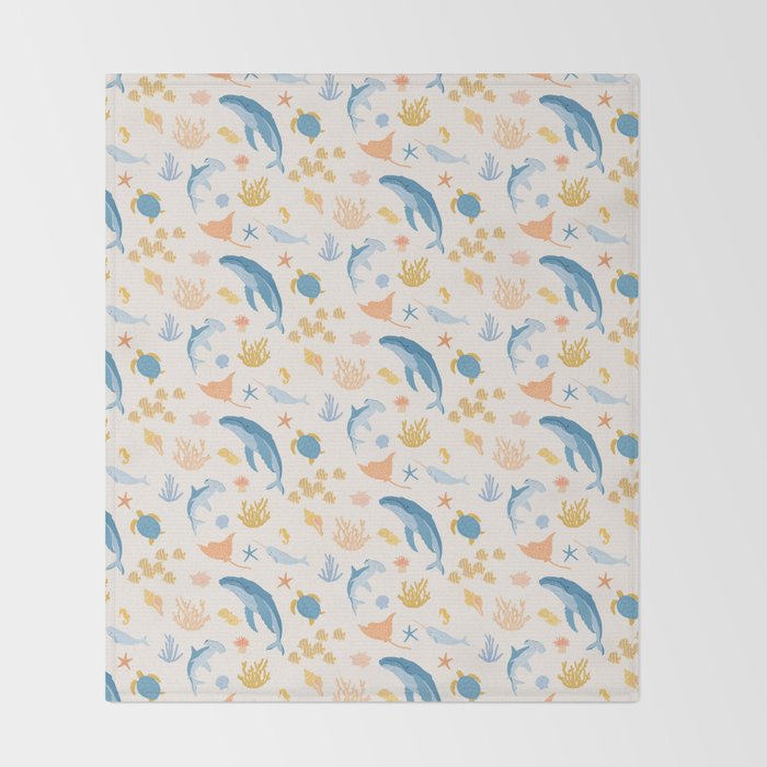 Sea Animals Pattern Throw Blanket Gallery Image 2