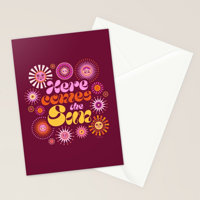 Here Comes the Sun - Pink and Magenta Stationery Card Gallery Image 2