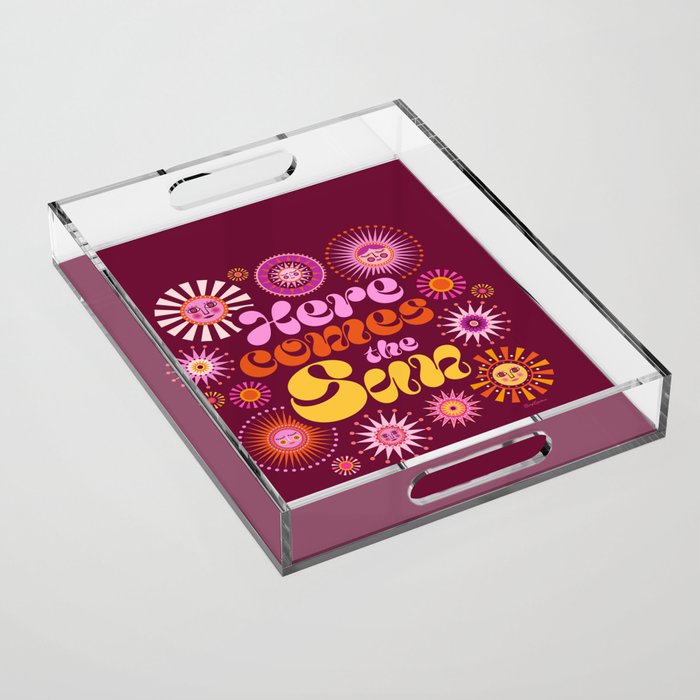 Here Comes the Sun - Pink and Magenta Acrylic Tray Gallery Image 1
