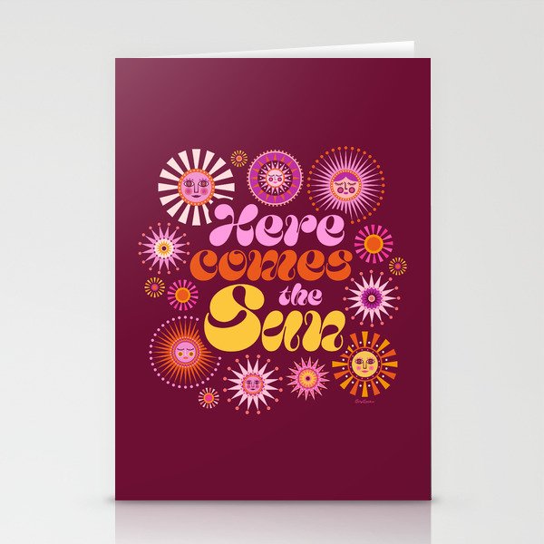 Here Comes the Sun - Pink and Magenta Stationery Card Gallery Image 1