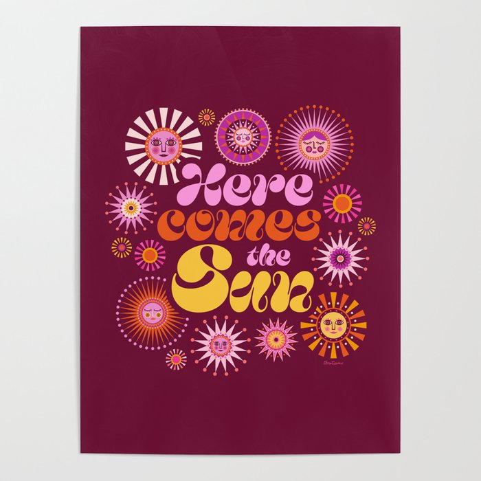 Here Comes the Sun - Pink and Magenta Poster Gallery Image 4