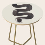 Black & White Minimalist Abstract Shapes Patterns Black Ink Painting Side Table Gallery Image 2