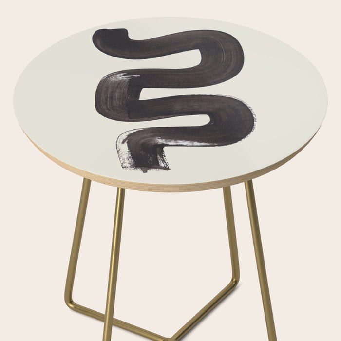 Black & White Minimalist Abstract Shapes Patterns Black Ink Painting Side Table Gallery Image 2