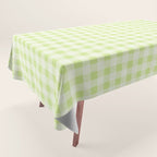 Gingham Check Pattern in Light Lime Green and White Tablecloth Gallery Image 1