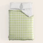 Gingham Check Pattern in Light Lime Green and White Duvet Cover Gallery Image 6