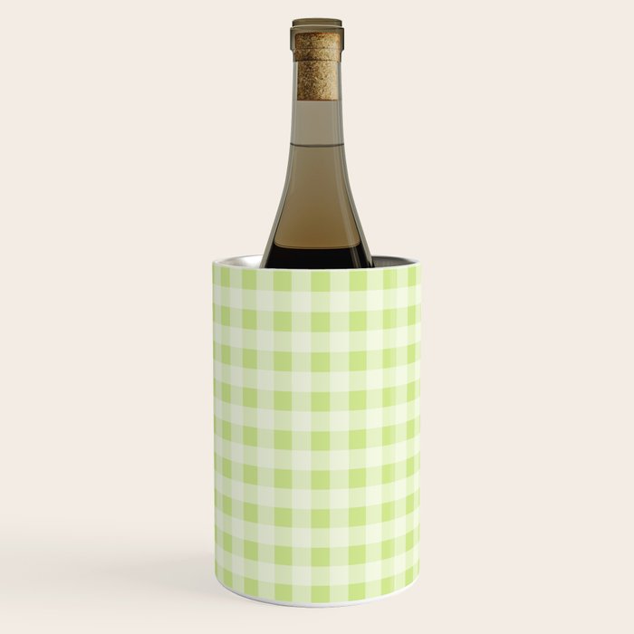Gingham Check Pattern in Light Lime Green and White Wine Chiller Gallery Image 3