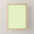 Gingham Check Pattern in Light Lime Green and White Mini Art Print Gallery Image 1