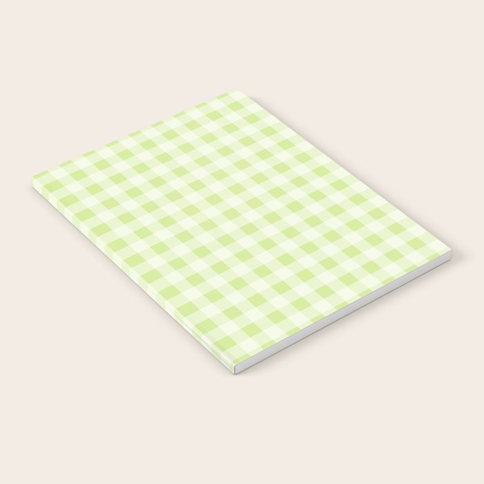 Gingham Check Pattern in Light Lime Green and White Notebook Gallery Image 2
