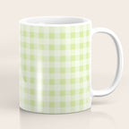 Gingham Check Pattern in Light Lime Green and White Coffee Mug Gallery Image 1