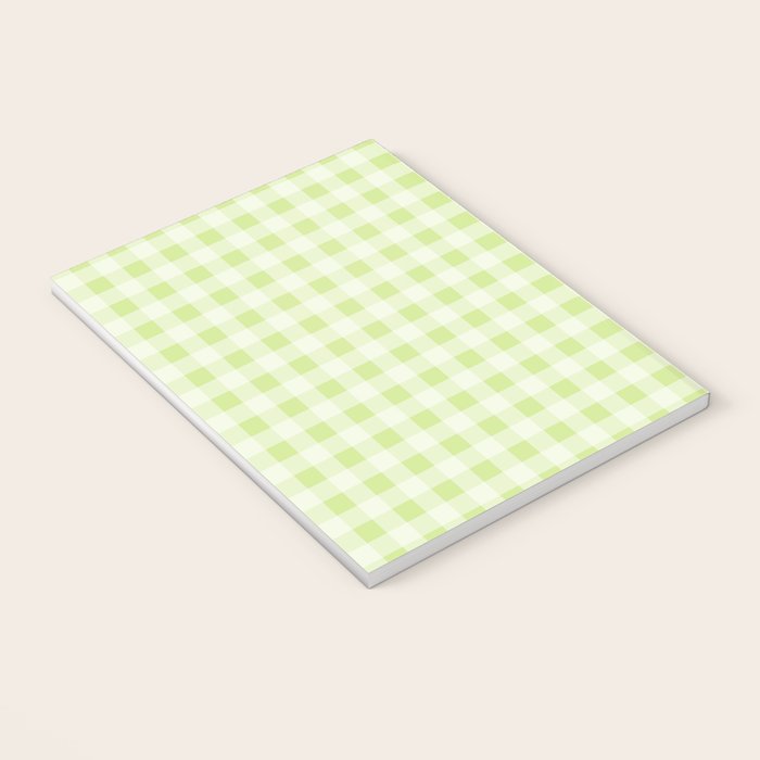 Gingham Check Pattern in Light Lime Green and White Notebook Gallery Image 3