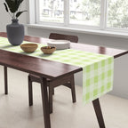 Gingham Check Pattern in Light Lime Green and White Table Runner Gallery Image 2