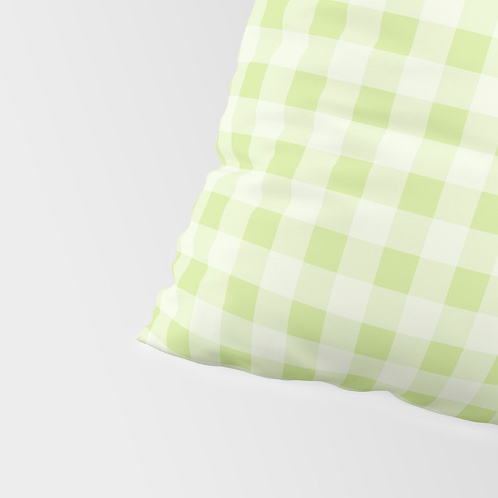 Gingham Check Pattern in Light Lime Green and White Pillow Sham Gallery Image 4