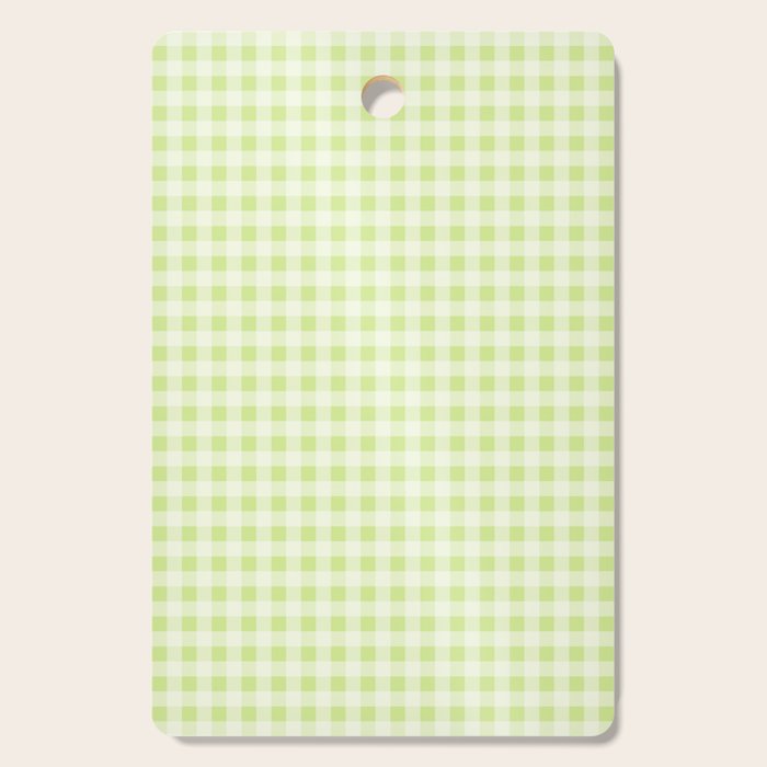 Gingham Check Pattern in Light Lime Green and White Cutting Board Gallery Image 1