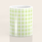 Gingham Check Pattern in Light Lime Green and White Coffee Mug Gallery Image 4