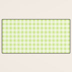Gingham Check Pattern in Light Lime Green and White Desk Mat Gallery Image 3