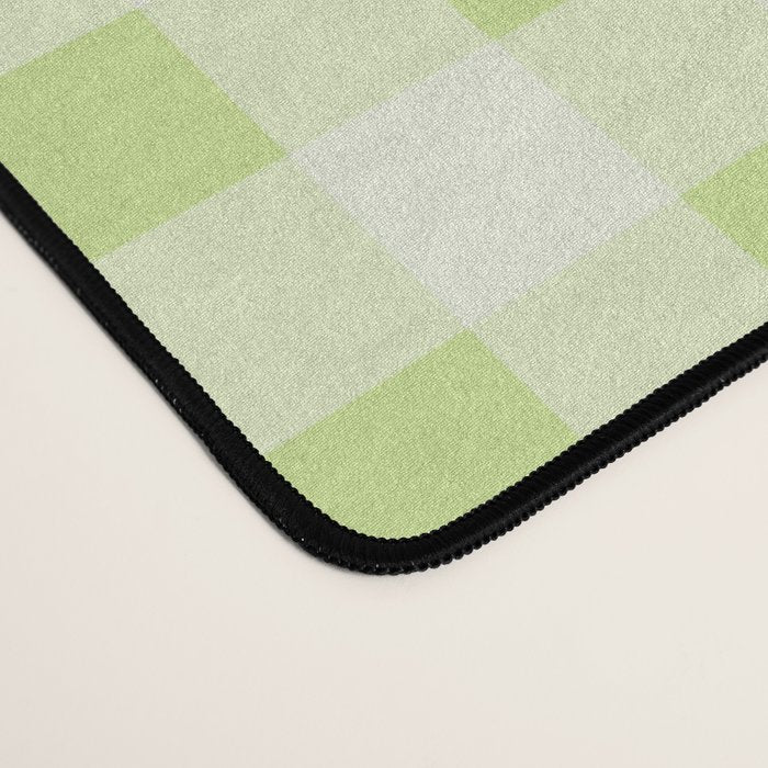 Gingham Check Pattern in Light Lime Green and White Desk Mat Gallery Image 4