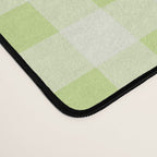 Gingham Check Pattern in Light Lime Green and White Desk Mat Gallery Image 4