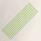 Gingham Check Pattern in Light Lime Green and White Yoga Mat Gallery Image 1