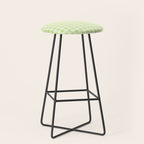 Gingham Check Pattern in Light Lime Green and White Stool Gallery Image 1