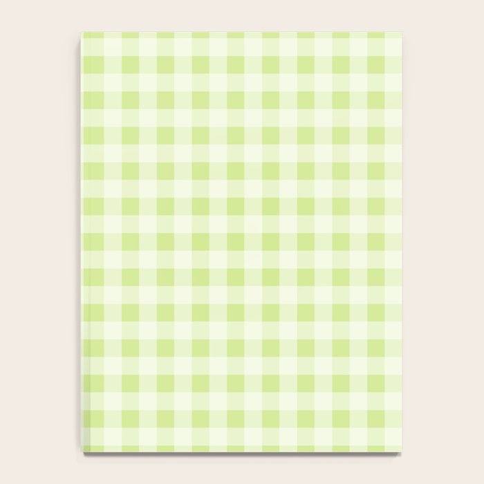 Gingham Check Pattern in Light Lime Green and White Notebook Gallery Image 4