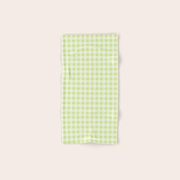 Gingham Check Pattern in Light Lime Green and White Bath Towel Gallery Image 1