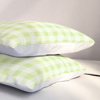 Gingham Check Pattern in Light Lime Green and White Pillow Sham Gallery Image 3