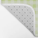 Gingham Check Pattern in Light Lime Green and White Bath Mat Gallery Image 2