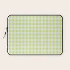 Gingham Check Pattern in Light Lime Green and White Laptop Sleeve Gallery Image 1