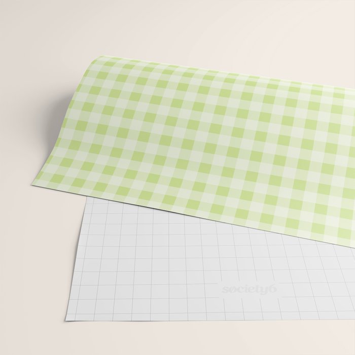 Gingham Check Pattern in Light Lime Green and White Wrapping Paper Gallery Image 2