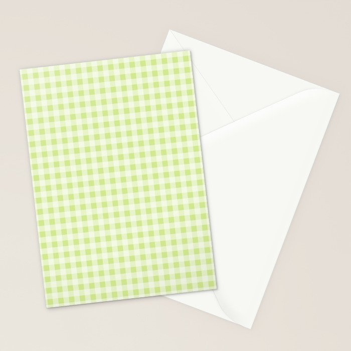 Gingham Check Pattern in Light Lime Green and White Stationery Card Gallery Image 2