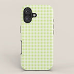 Gingham Check Pattern in Light Lime Green and White iPhone Case Gallery Image 1