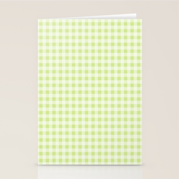 Gingham Check Pattern in Light Lime Green and White Stationery Card Gallery Image 2