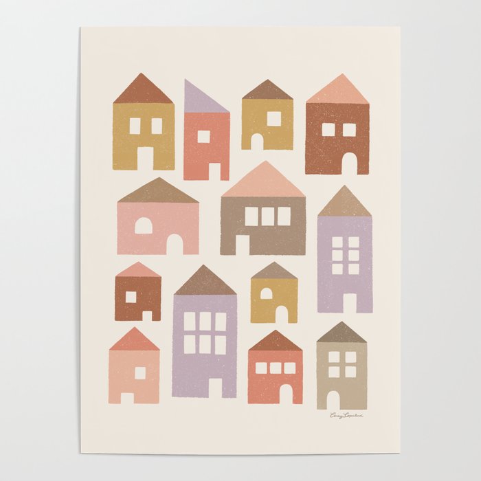 Happy Houses - Earth Tones Poster Gallery Image 4
