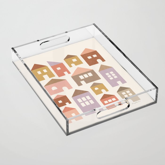 Happy Houses - Earth Tones Acrylic Tray Gallery Image 1