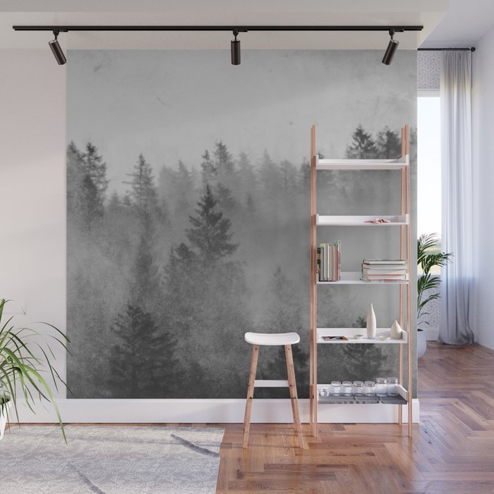 Black and White Forest Abstract Wall Mural Gallery Image 1