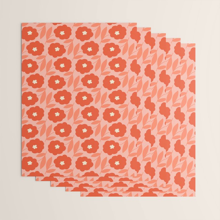 Bold Flower - Red and Peach Wrapping Paper Gallery Image 3