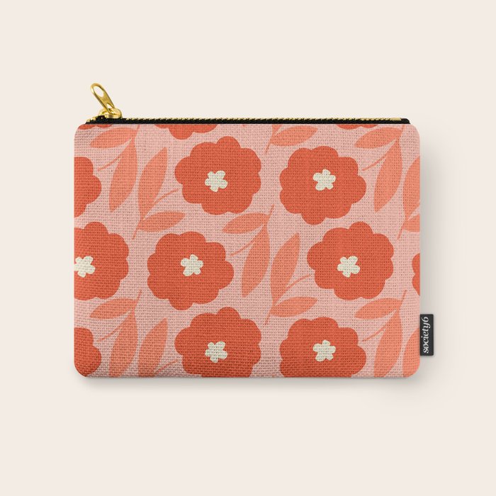 Bold Flower - Red and Peach Carry All Pouch Gallery Image 1