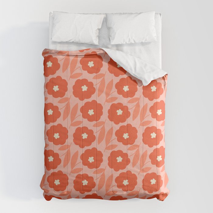 Bold Flower - Red and Peach Comforter Gallery Image 1
