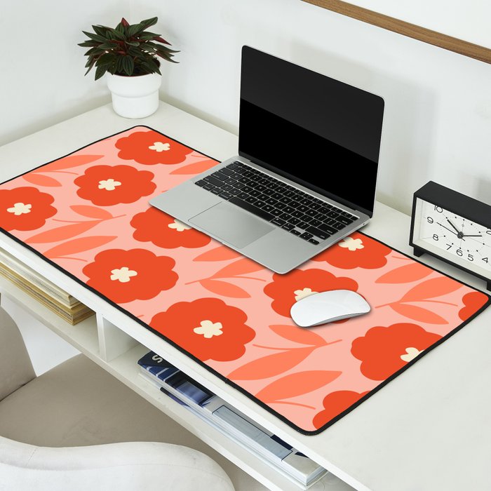 Bold Flower - Red and Peach Desk Mat Gallery Image 2