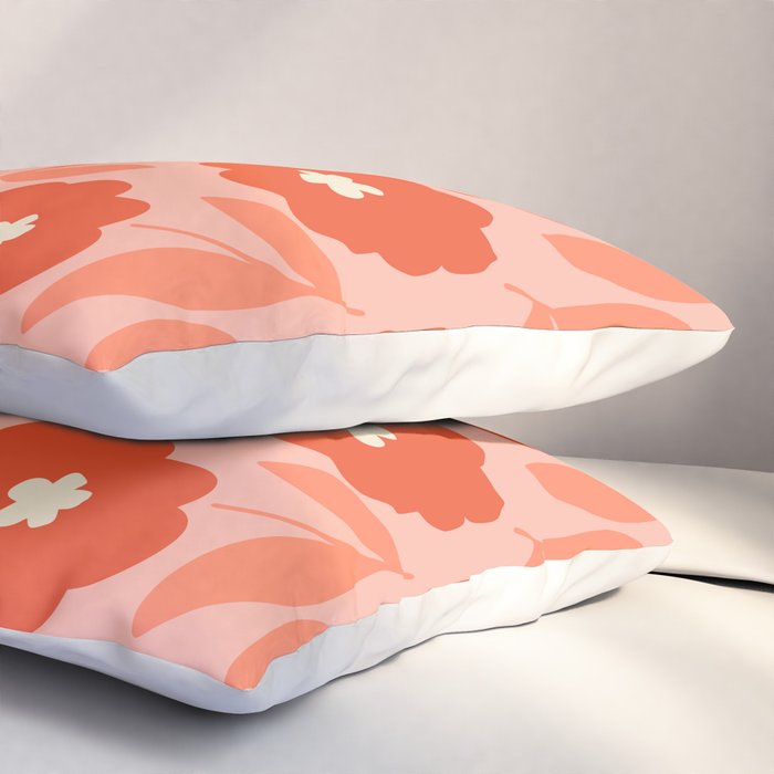 Bold Flower - Red and Peach Pillow Sham Gallery Image 3