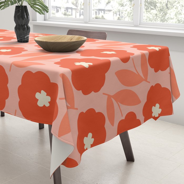 Bold Flower - Red and Peach Tablecloth Gallery Image 3