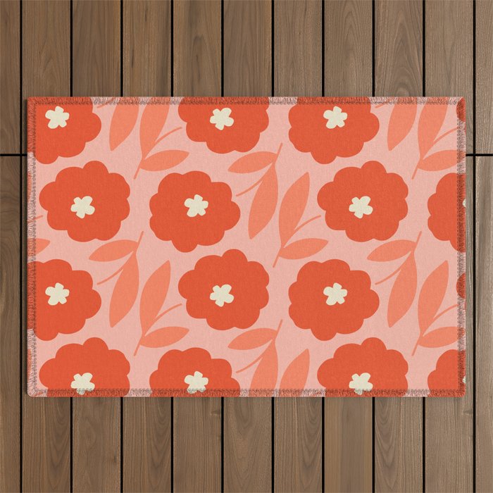 Bold Flower - Red and Peach Outdoor Rug Gallery Image 1