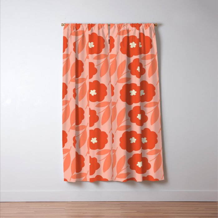 Bold Flower - Red and Peach Window Curtain Gallery Image 3