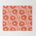 Bold Flower - Red and Peach Throw Blanket Gallery Image 2