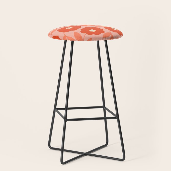 Bold Flower - Red and Peach Stool Gallery Image 1
