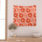 Bold Flower - Red and Peach Wall Tapestry Gallery Image 2